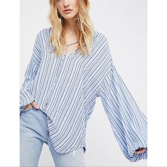 Free People Oversized Rhythm of the Night Striped Tunic - Picture 1 of 5